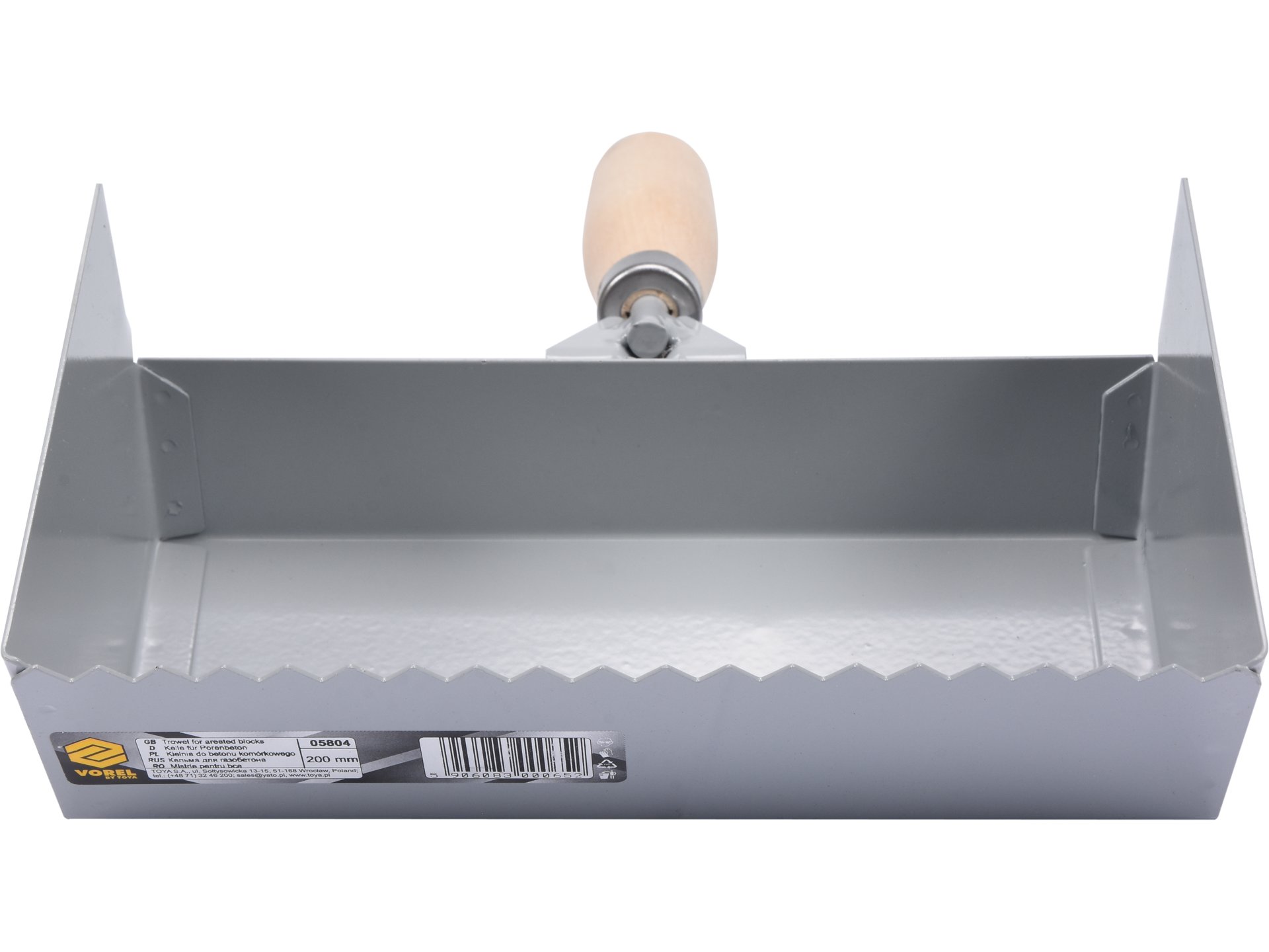 Kielnia do betonu komórkowego VOREL 200mm murarska z drewnianą rękojeścią 05804