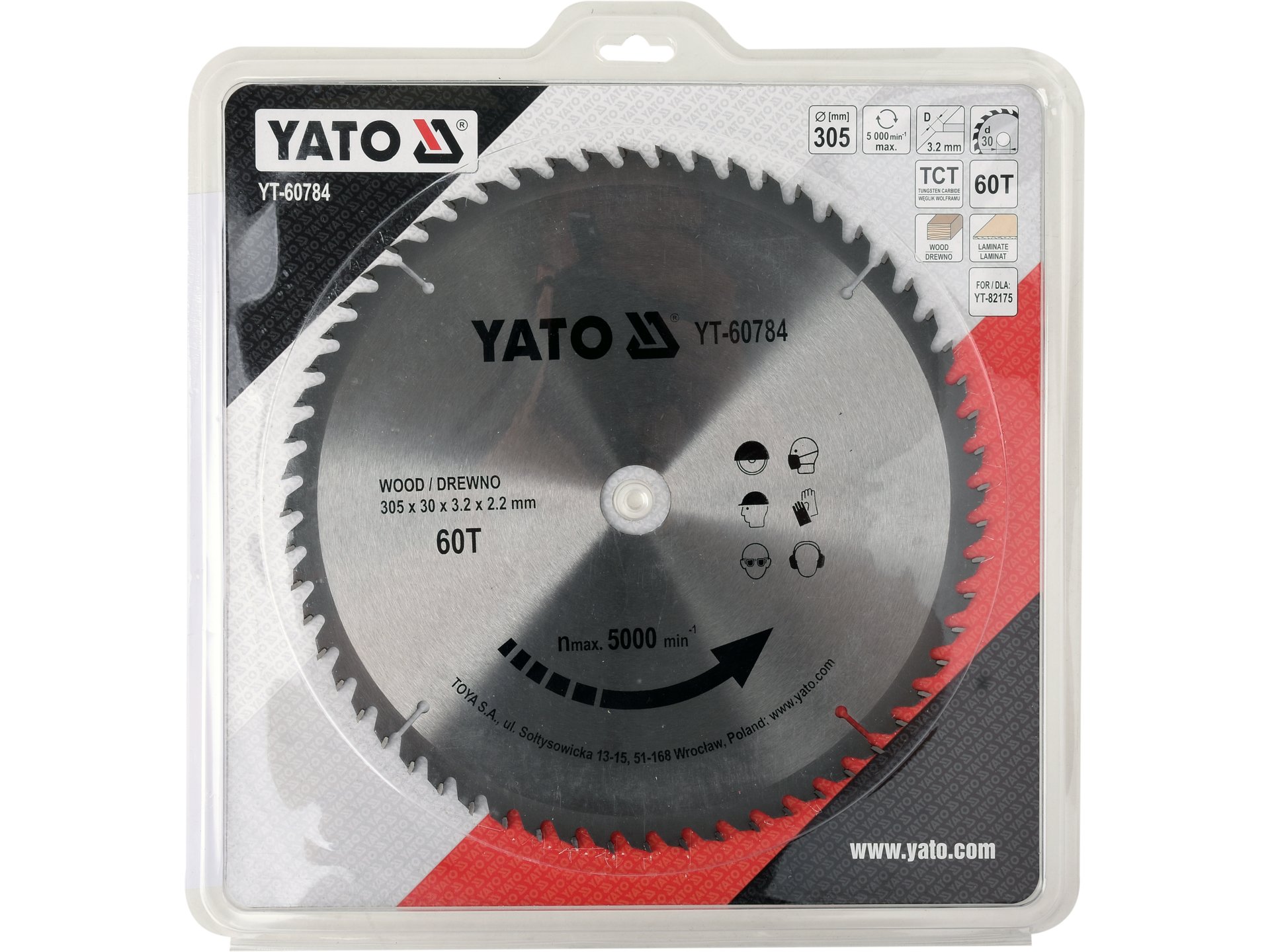 Tarcza widiowa do drewna YATO 305x30mm 60t do ukośnicy YT-60784