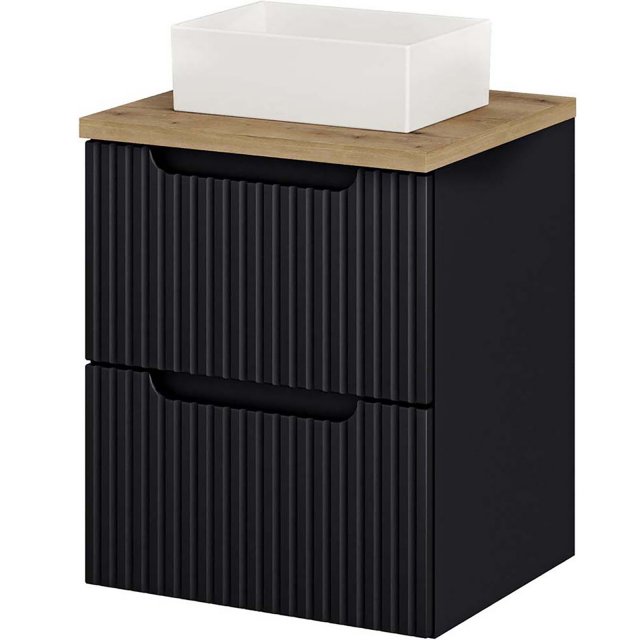 COMAD Zestaw mebli NOVA BLACK szafka z blatem OAK 50 cm, umywalka GAJ