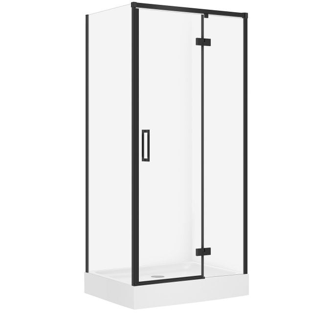 CERSANIT Kabina prysznicowa LARGA prawa 100x80x195 czarna z brodzikie