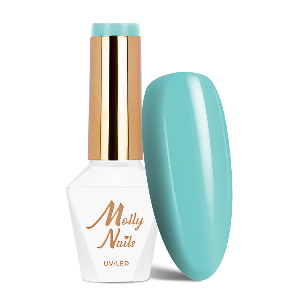 Lakier hybrydowy LED/UV Gel Polish Molly Nails Blue Sky Nr 111 Ocean Blue HEMA/Di-HEMA Free 8g