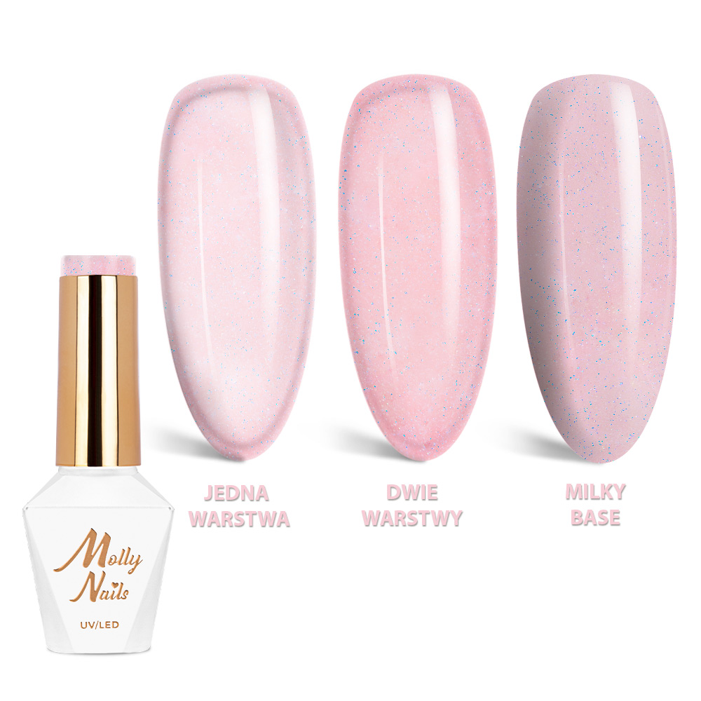 Lakier hybrydowy LED/UV Gel Polish Molly Nails Wedding Yes, I Do Nr 23 Transparent glitter pink HEMA/Di-HEMA Free 8g