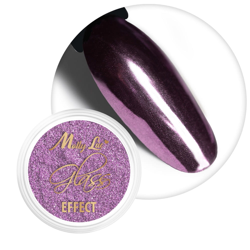 Pyłek lustrzany efekt do zdobień paznokci MollyLac Glass Effect Lilac Nr 6