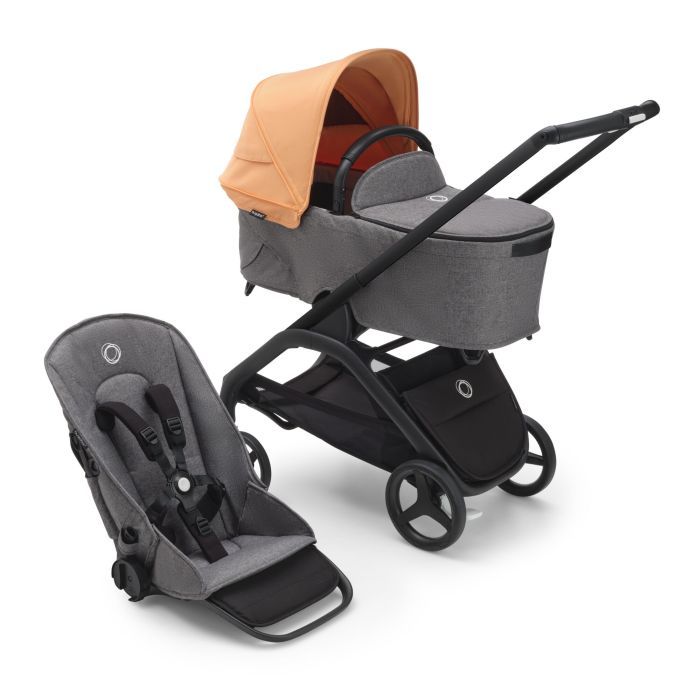 Bugaboo Dragonfly - wózek głęboko-spacerowy 2w1-Black-Island Coral-Grey Melange