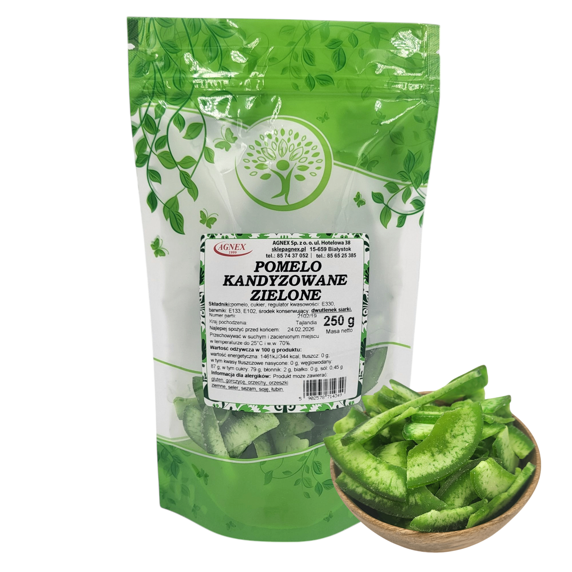Pomelo kandyzowane paski zielone 250g