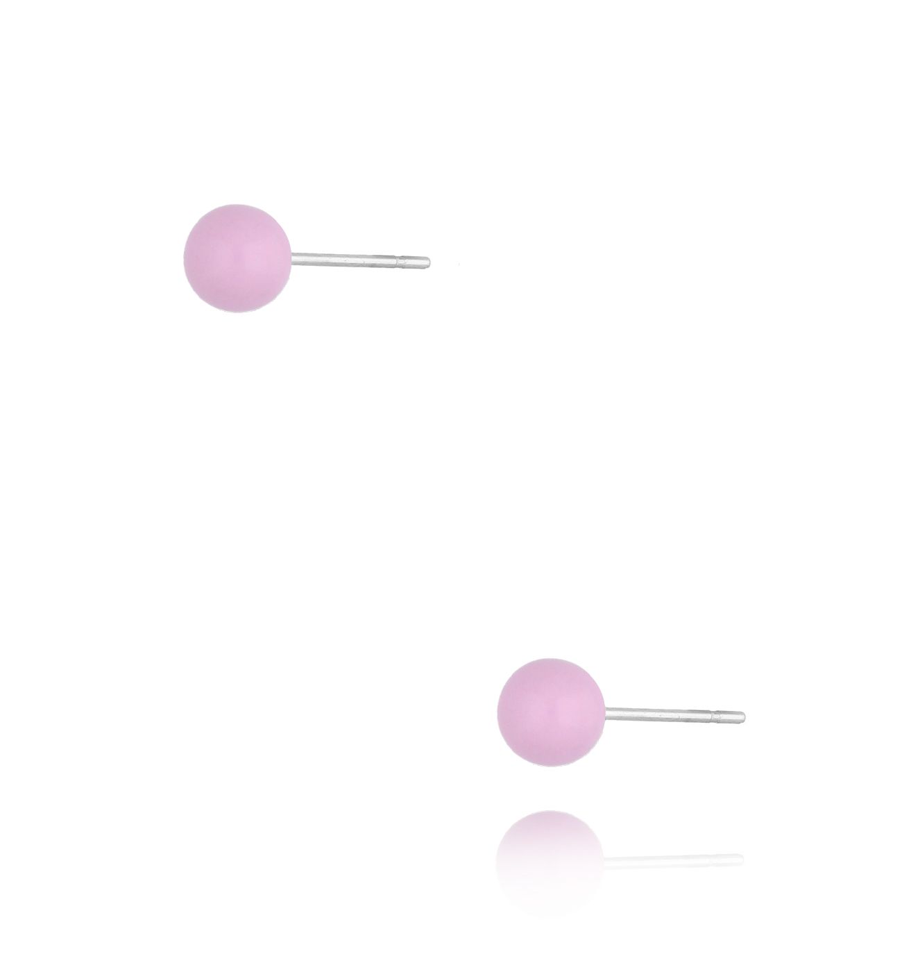 Kolczyki kulki z liliową emalią 5 mm Enamel Balls - By Dziubeka