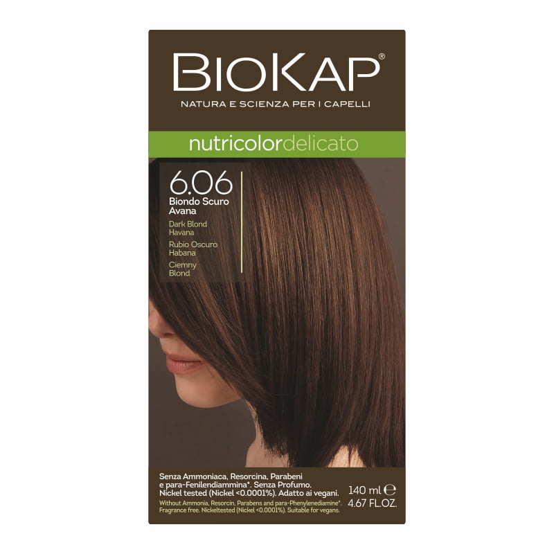 Biokap Delicato Farba do Włosów | Ciemny Blond 6.06 | Pokrywa Siwe Włosy | Bez Amoniaku