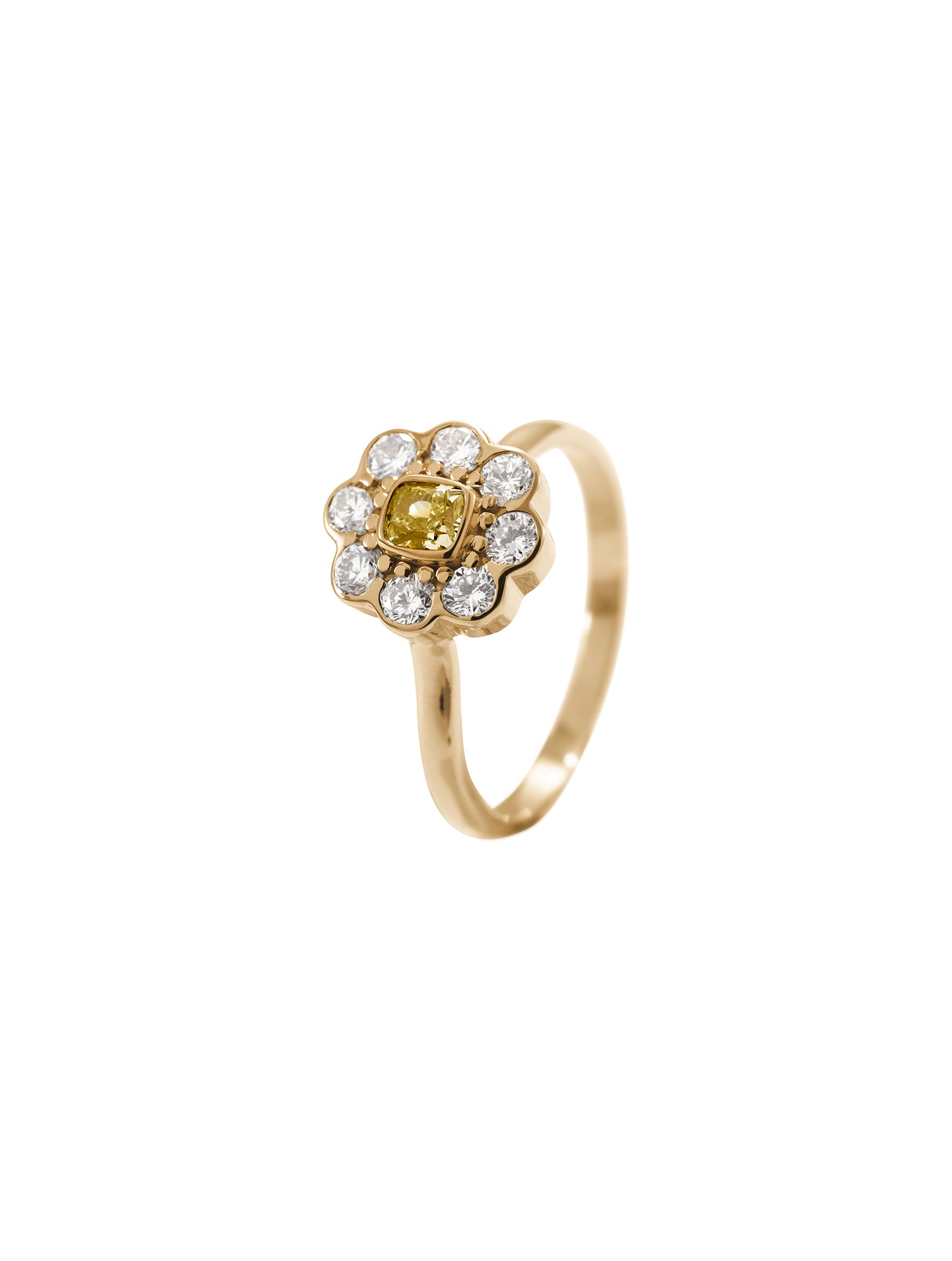 Bellis Ring - sygnet w kształcie kwiatu wysadzany diamentami, 0.69