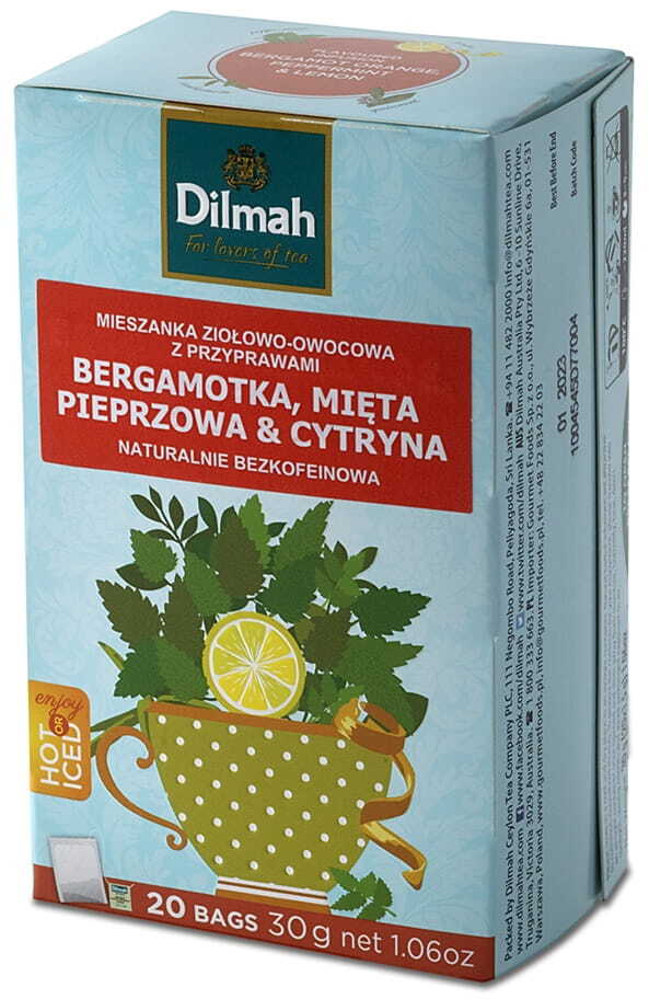 Dilmah Bergamotka / Mięta pieprzowa / Cytryna – herbata ziołowo-owocowa 20 x 1,5 g