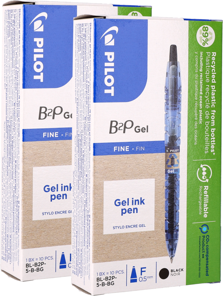 Pilot B2P długopis żelowy automatyczny 0,5 mm czarny ekologiczny