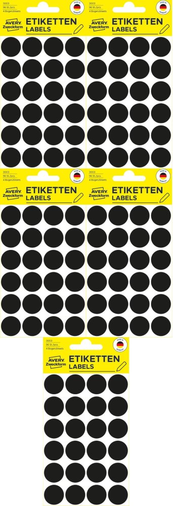 Avery Zweckform etykiety samoprzylepne okrągłe O18 mm, 96 szt., czarny