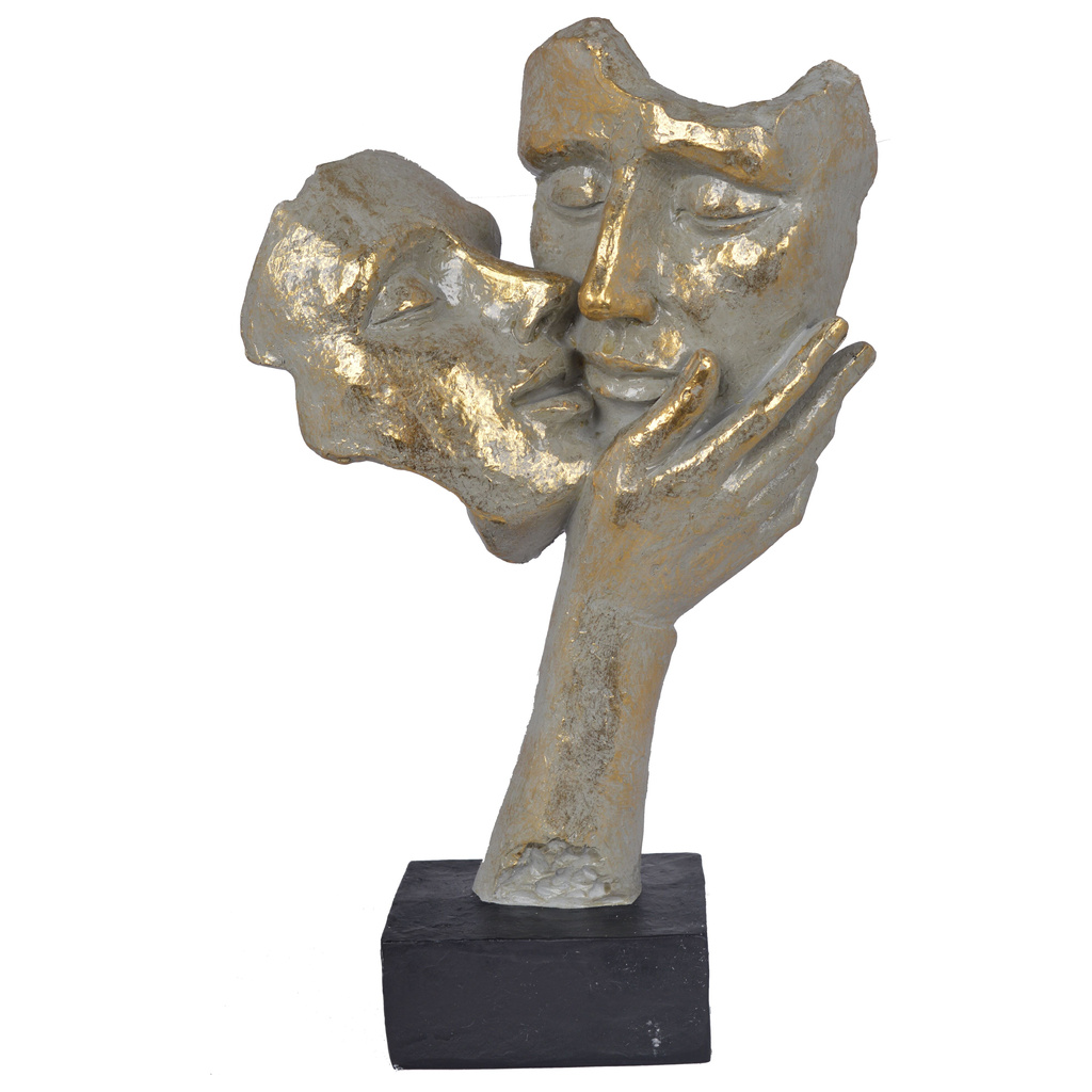 Figurka Maska para złoto-szara całująca się 38x24cm