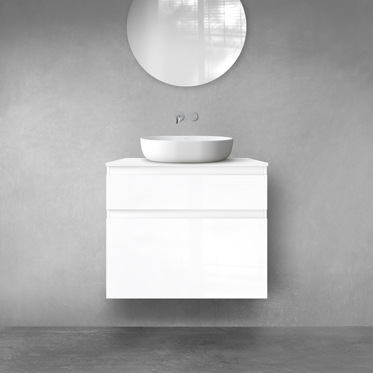 Oltens Vernal zestaw mebli łazienkowych 80 cm z blatem biały połysk 68219000 - Wysyłka w 24h