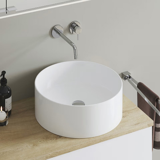 Kronenbach Tube umywalka 46x46 cm okrągła nablatowa biała KB759700TU