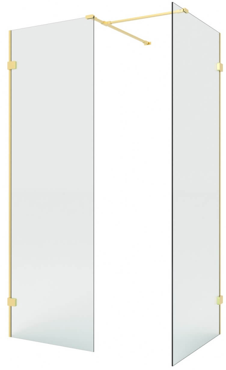 New Trendy Eventa Gold Brushed kabina prysznicowa walk-in 150x80 cm prostokątna złoty szczotkowany/szkło przezroczyste EXK-8432