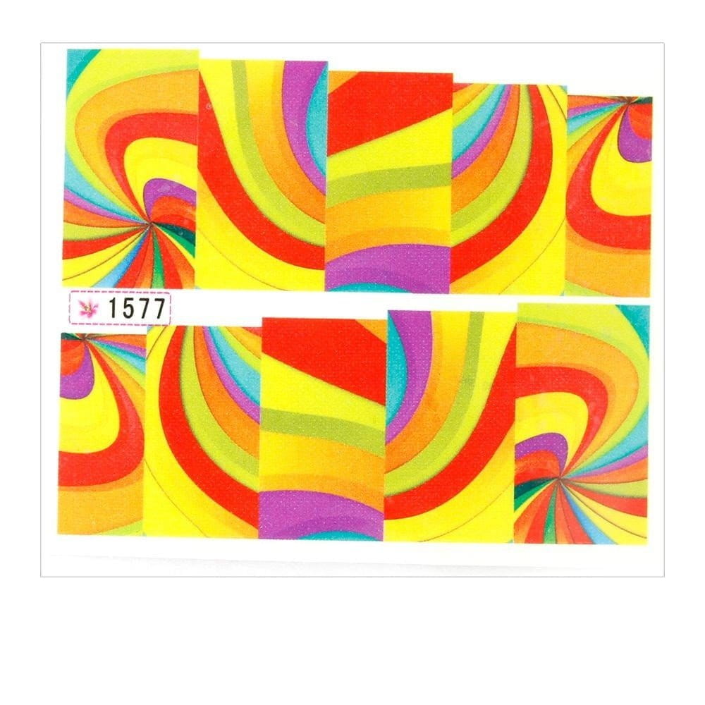 Naklejki wodne do paznokci arkusz 6,5 x 5,5 cm na 10 palców Nr 1577