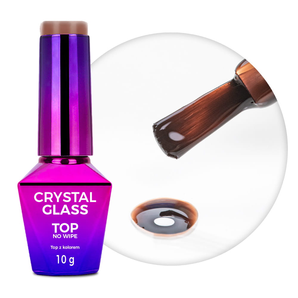 Kolorowy top bez przemywania top no wipe Crystal Glass Molly Nails Chocolate HEMA/Di-HEMA Free 10g