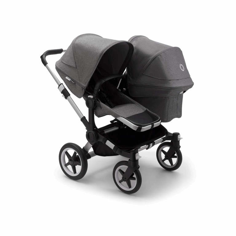 Bugaboo, Donkey3 Duo - wózek głęboko-spacerowy dla dwójki dzieci w różnym wieku -Alu -Grey Melange-Grey Melange