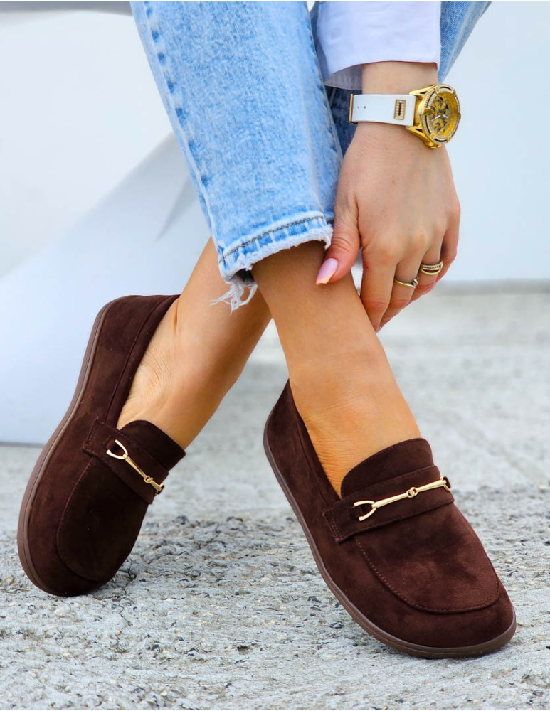 Czekoladowe Zamszowe Mokasyny Barefoot Comfort