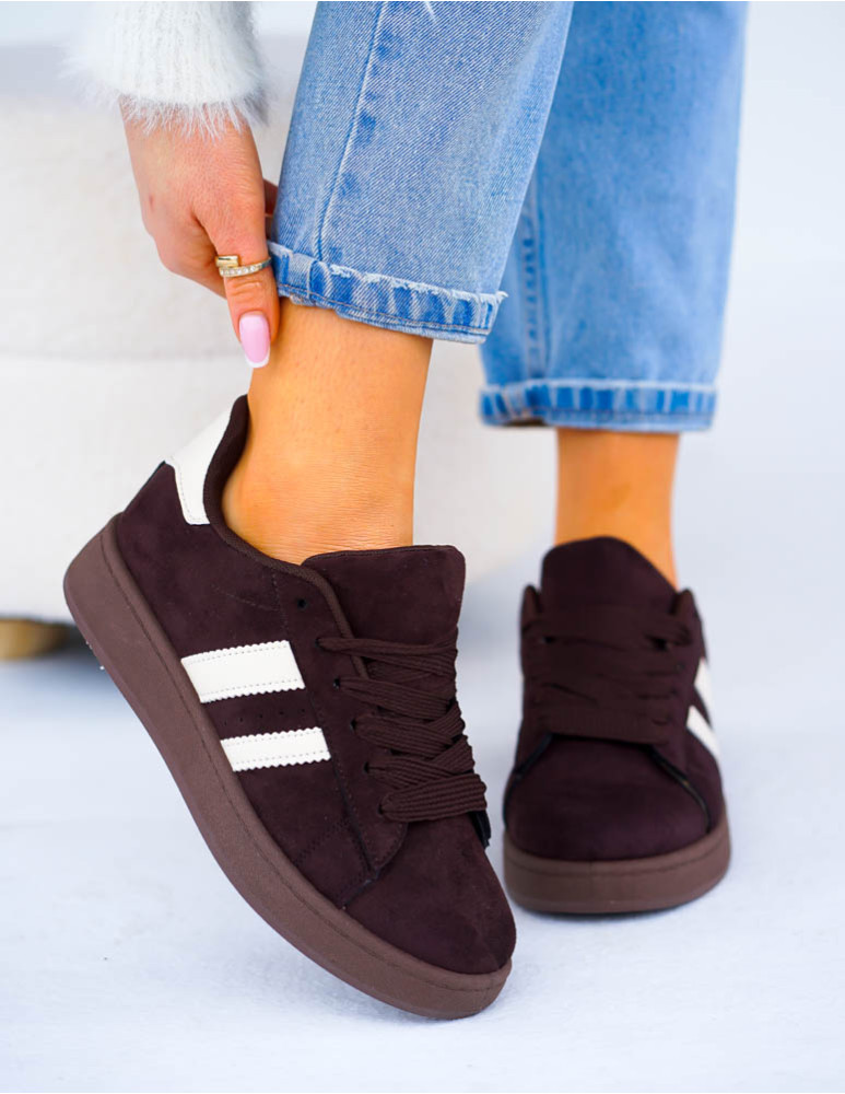 Czekoladowe Zamszowe Buty Sportowe Campes Dark