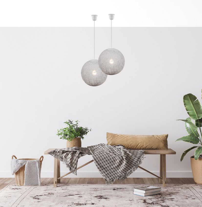 Biała lampa wisząca kula 30 cm do salonu 1xE27 regulowana