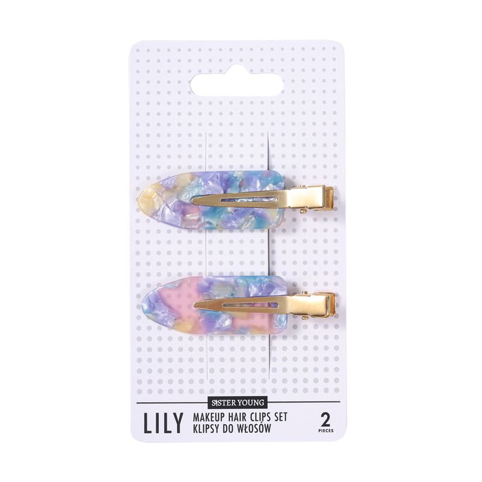 Sister Young LILY Klipsy do Włosów do Makijażu Pink Blue, zestaw 2 Sztuki