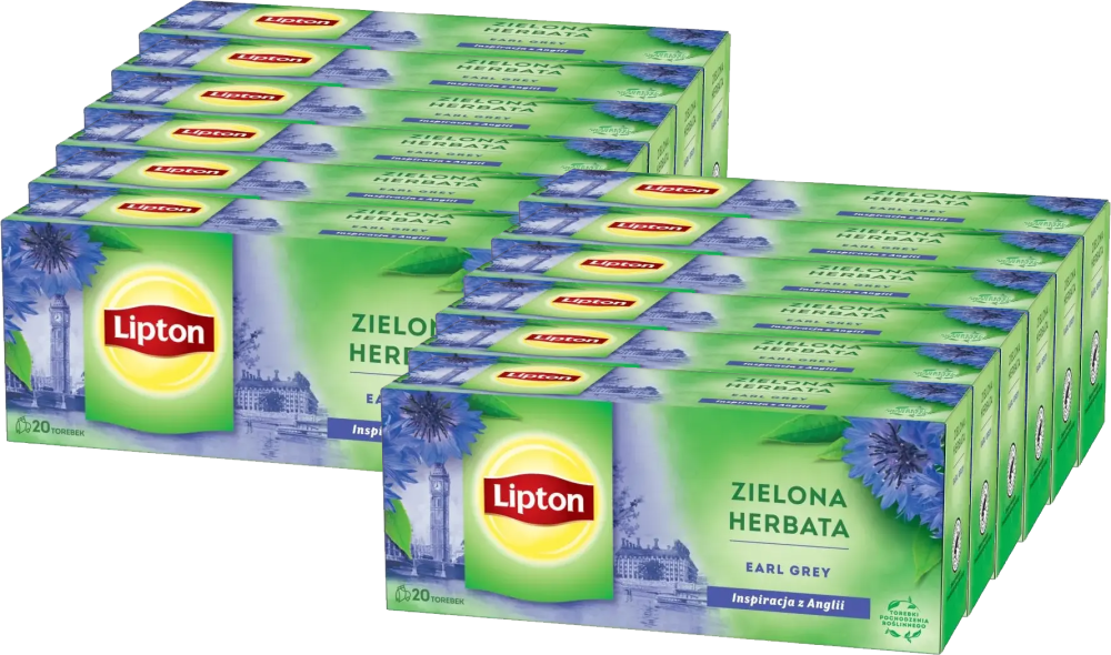 Lipton Earl Grey — zielona herbata Earl Grey w torebkach, 20 x 1.6 g