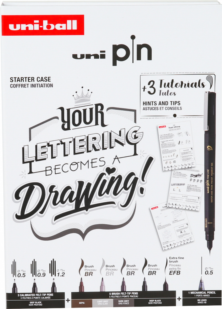 UNI PIN-200 Startowy Lettering — zestaw pisaków, mix kolorów