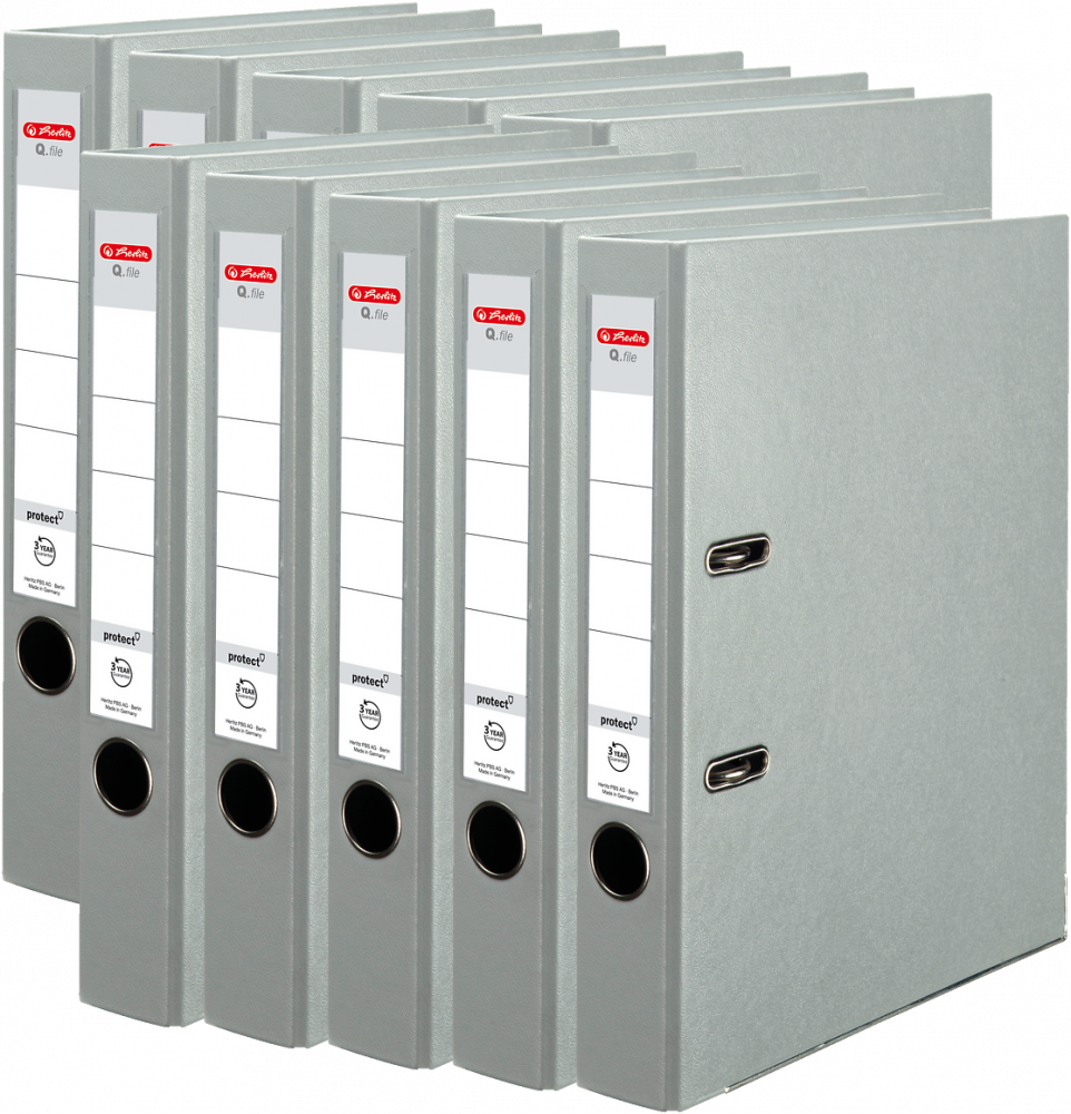 Segregator A4 Herlitz Q.file 50 mm, do 350 kartek, szary
