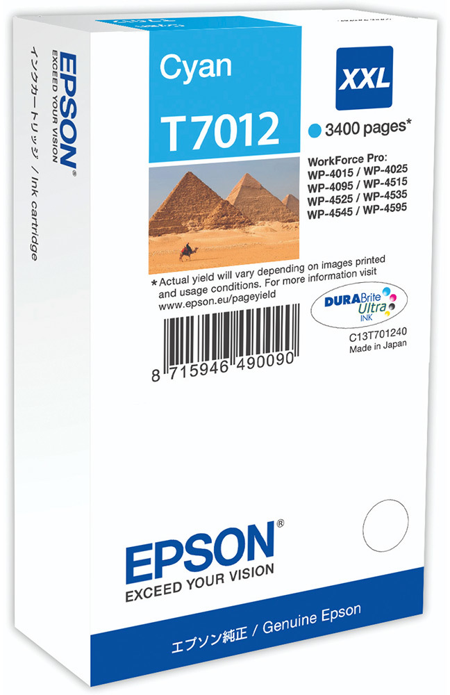 Epson T7012 (C13T7012) tusz błękitny 3400 stron - oryginalny
