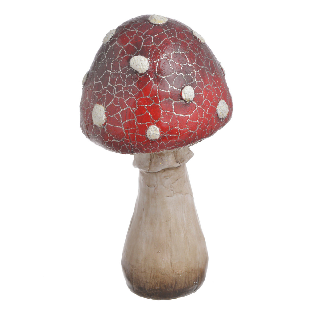 Figurka Muchomor ceramiczny falowany brokat, kropki 21 cm
