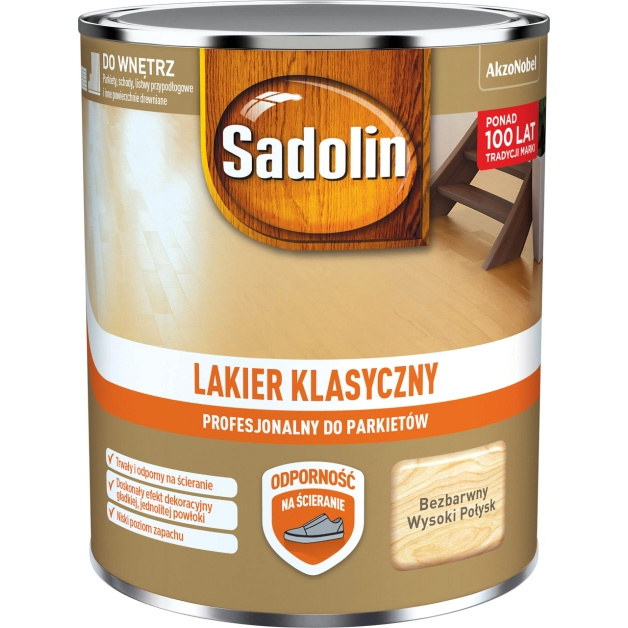 Lakier klasyczny Bezbarwny Wysoki połysk 0,7L Sadolin