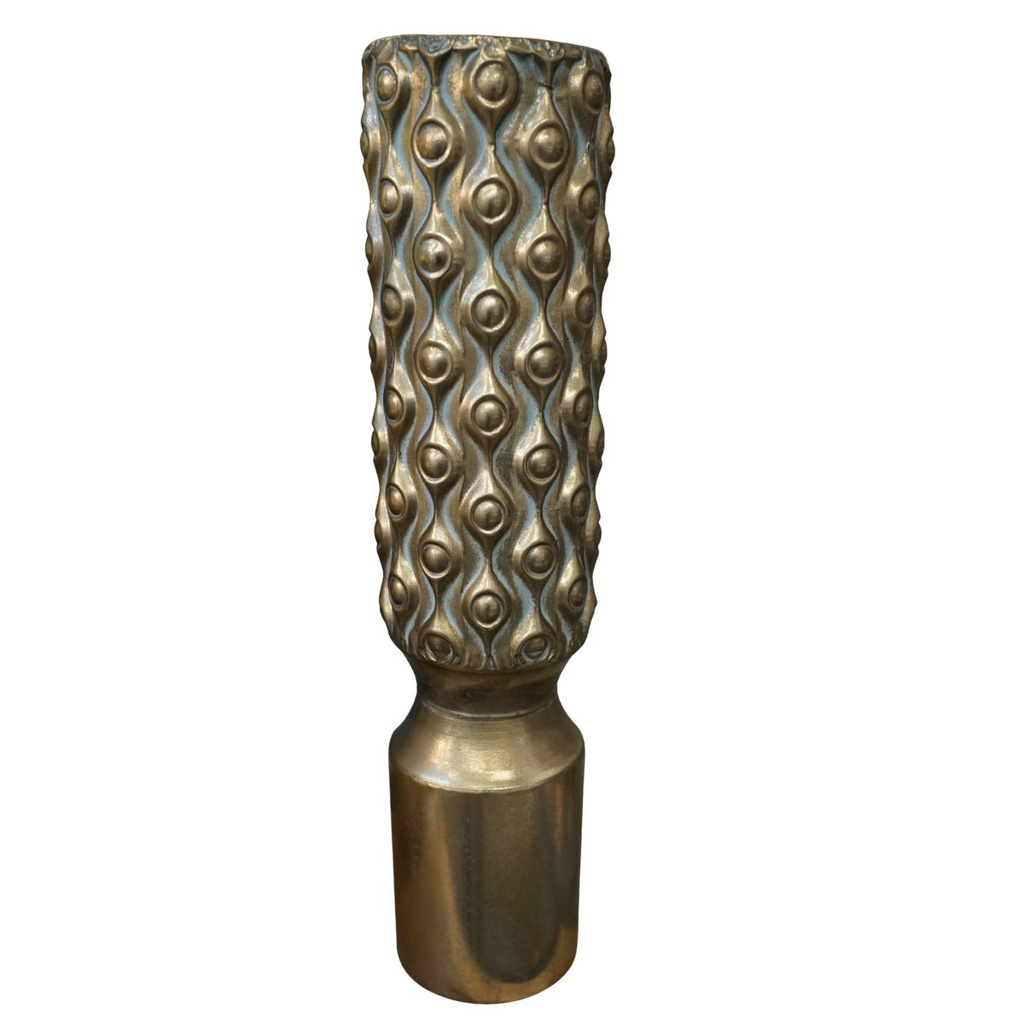 Wazon metalowy złota patyna nakrapiany 14,5x57,5cm