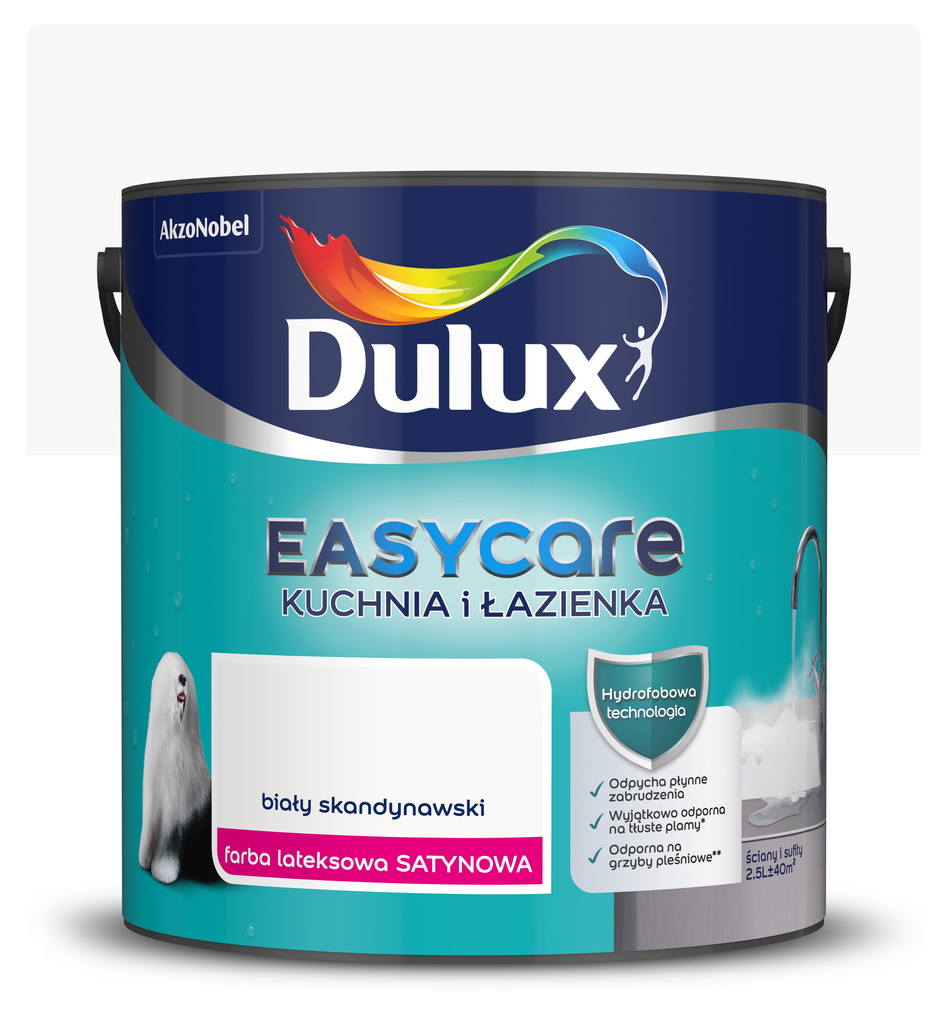 Farba plamoodporna EasyCare Kuchnia i Łazienka Biały skandynawski 2,5L Dulux