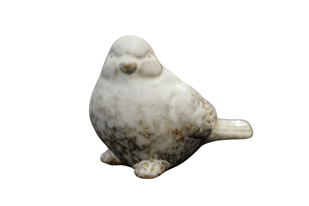 Cieniowany ptak ceramiczny w odcieniach beżu 16 cm