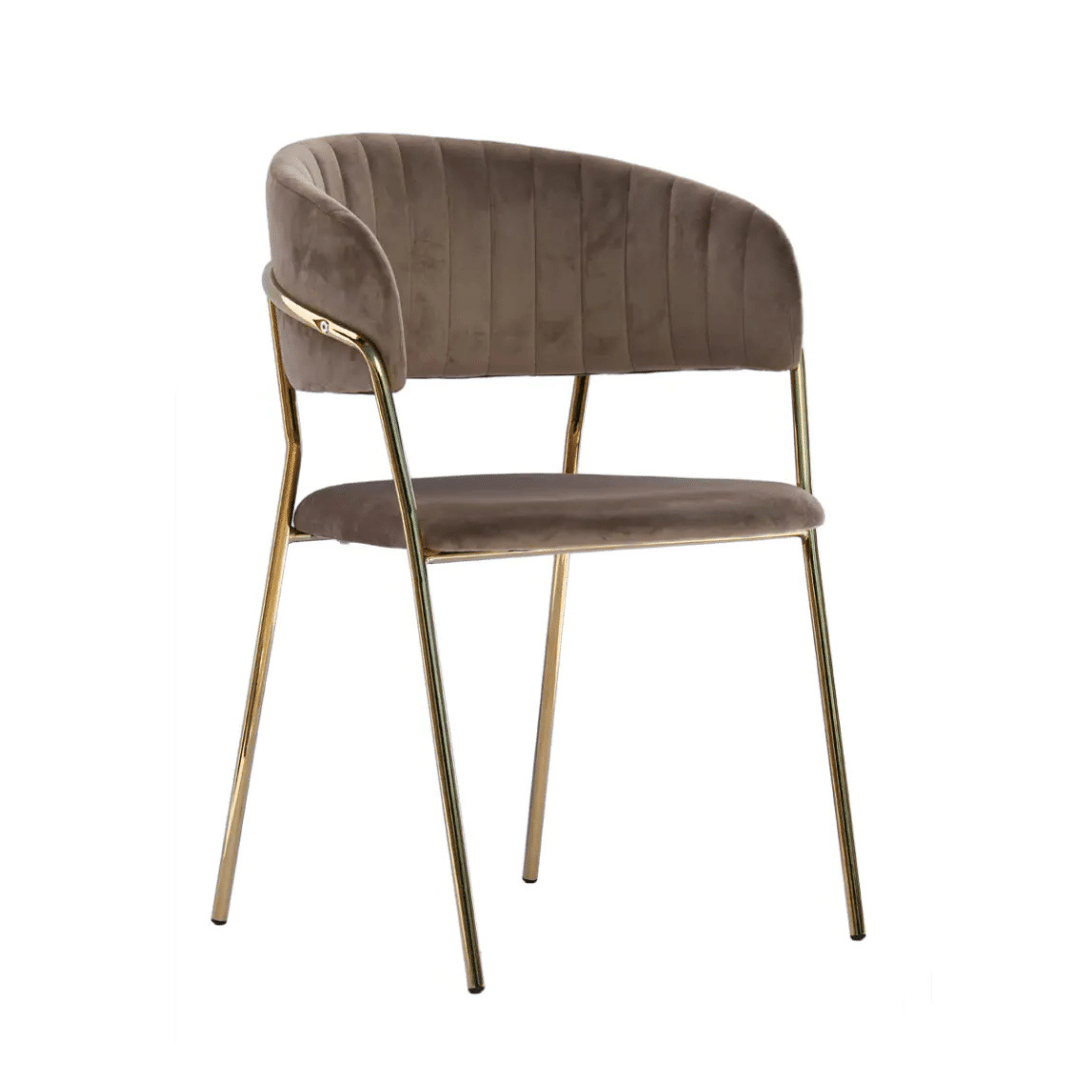 Krzesło welurowe Glamour VELVET ze złotymi nogami - cappuccino