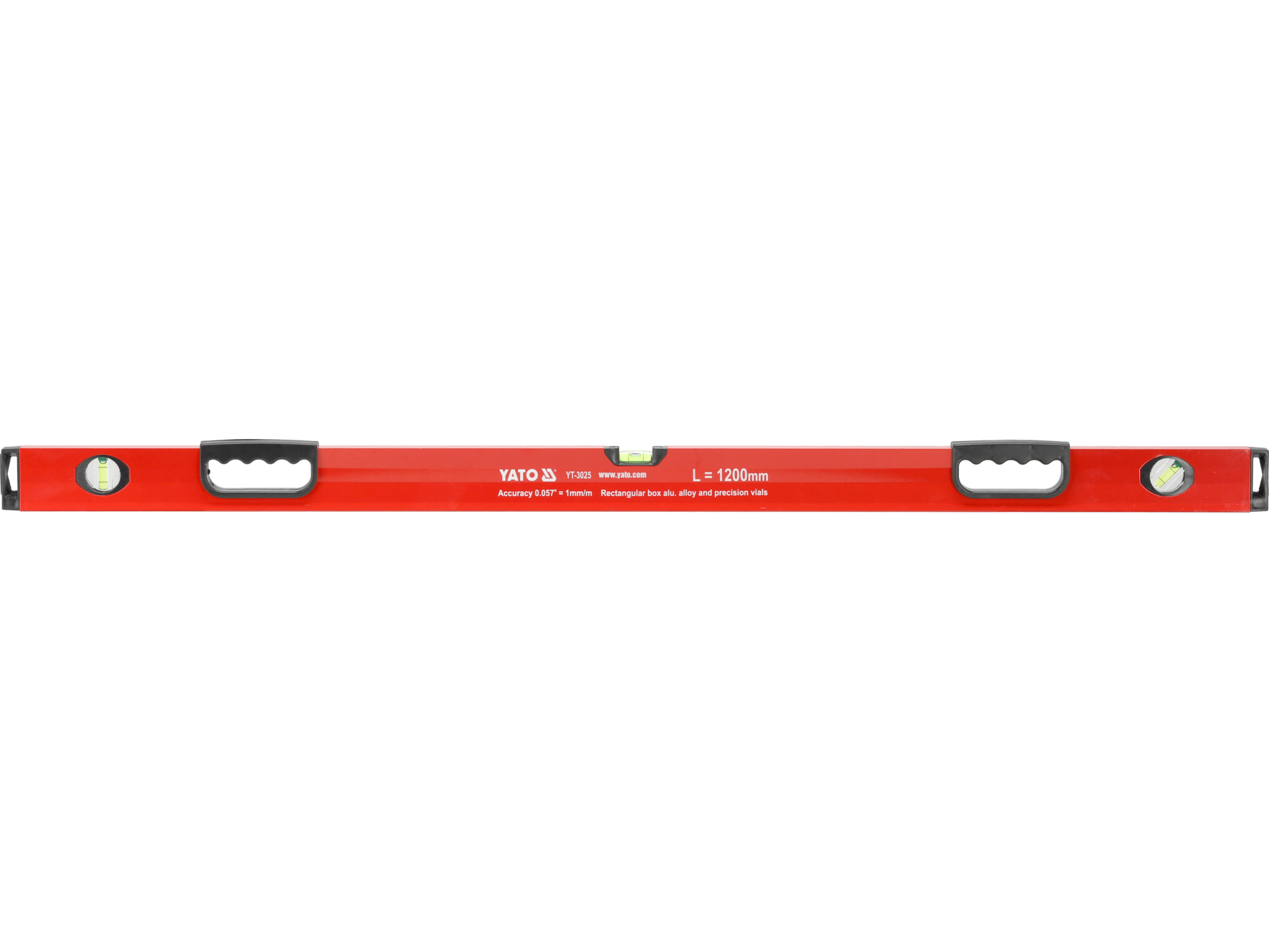 Poziomica aluminiowa YATO 120cm 1.2m 3 libelle dokładna dwa uchwyty YT-3025