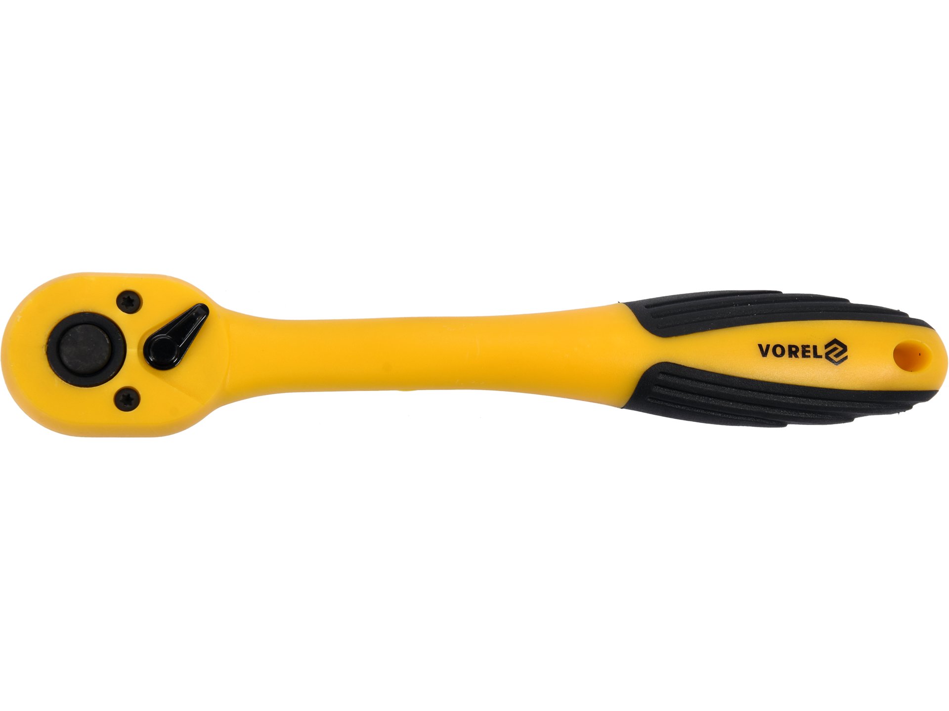 Grzechotka powlekana wygięta VOREL 3/8 cala 200mm 72 zęby stal CrV 53576