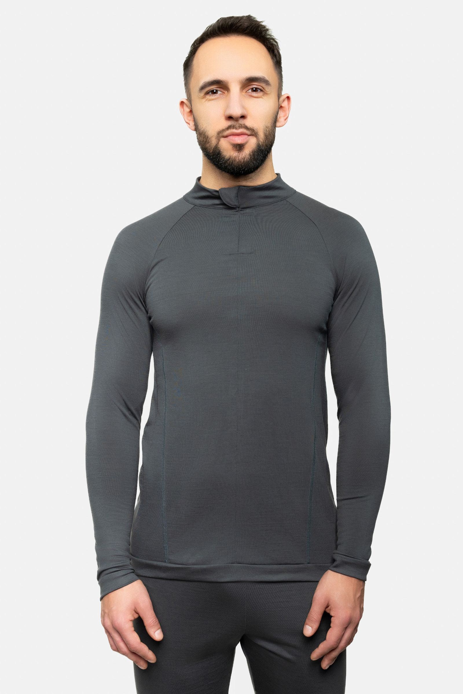 Longsleeve sportowy z wełny merino, khaki, 195
