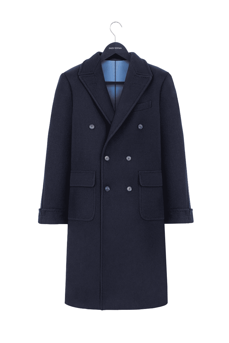 Płaszcz Ulster, granatowy navy blue, wełniany , 800 g/mb