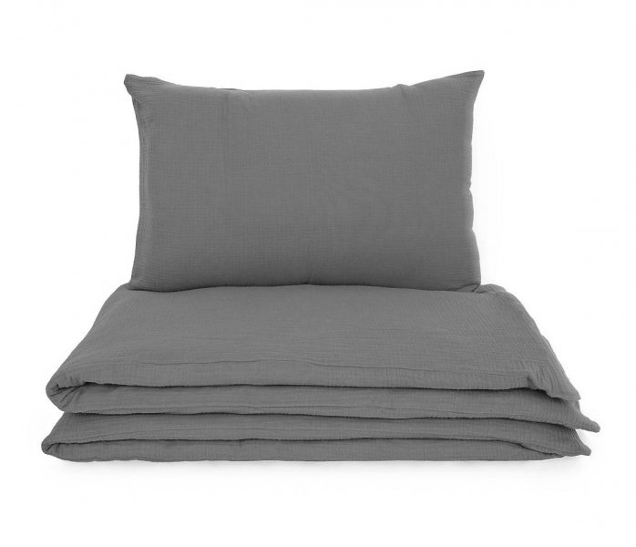 Pościel muślinowa PREMIUM 160x200, 100% bawełna wz. szary