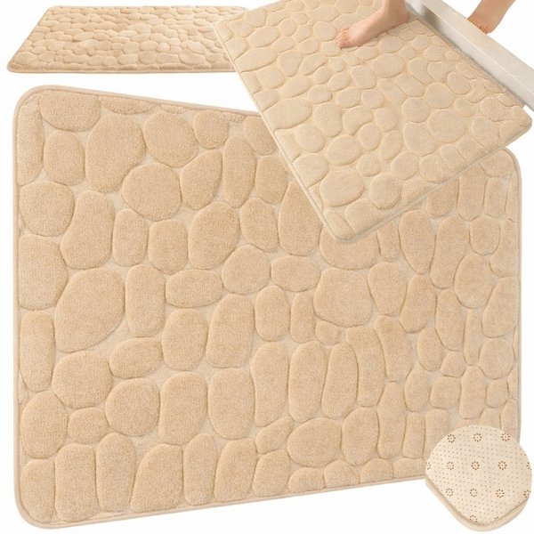 Miękki dywanik łazienkowy KAMYCZKI 50x80 wz. beżowy