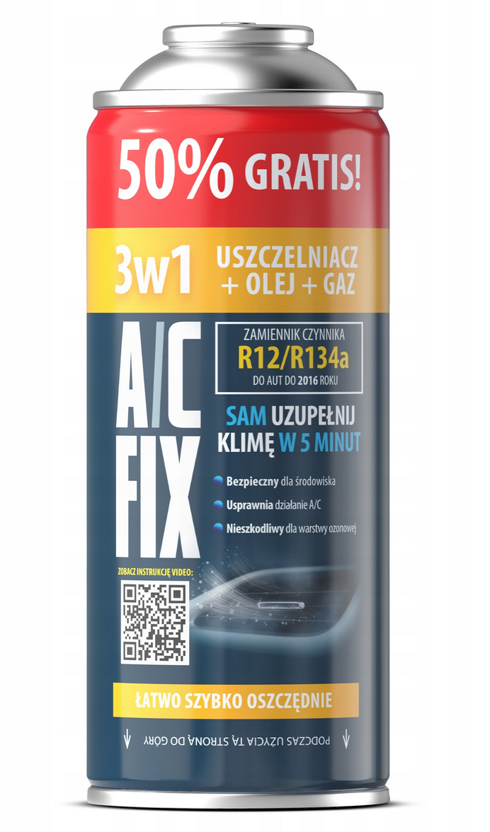 AC FIX R134A GAZ OLEJ USZCZELNIACZ 3W1 CZYNNIK CHŁODNICZY KLIMATYZACJI 235G - Petrostar