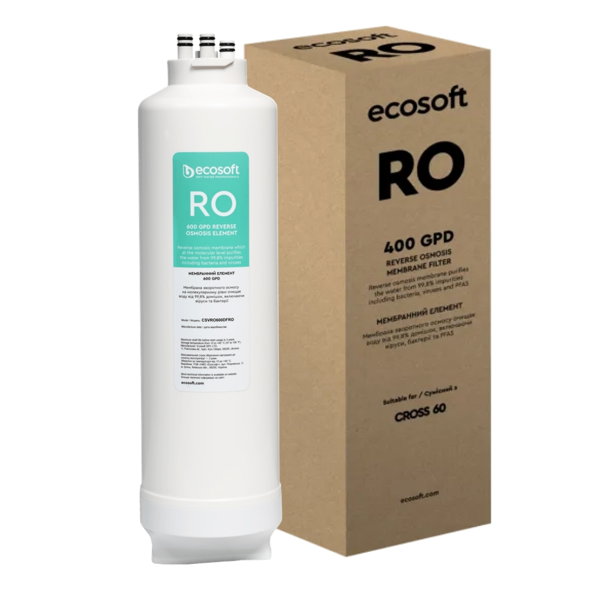 Ecosoft membrana odwróconej osmozy 400GPD do Cross 60.