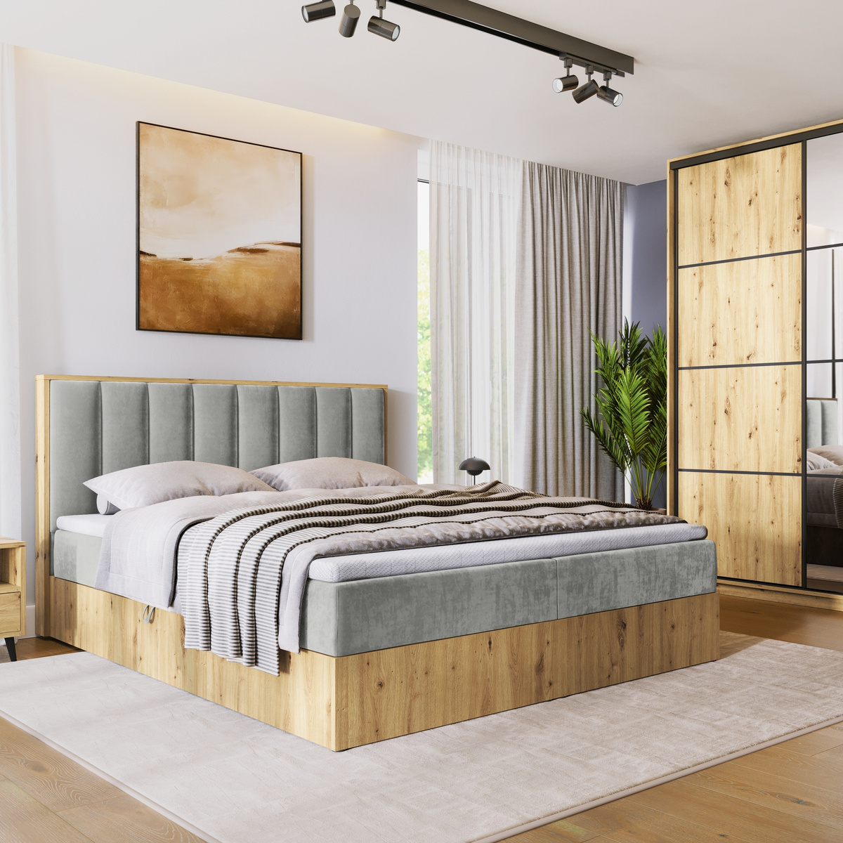 Łóżko kontynentalne 180x200 do sypialni LOFT II z pojemnikiem