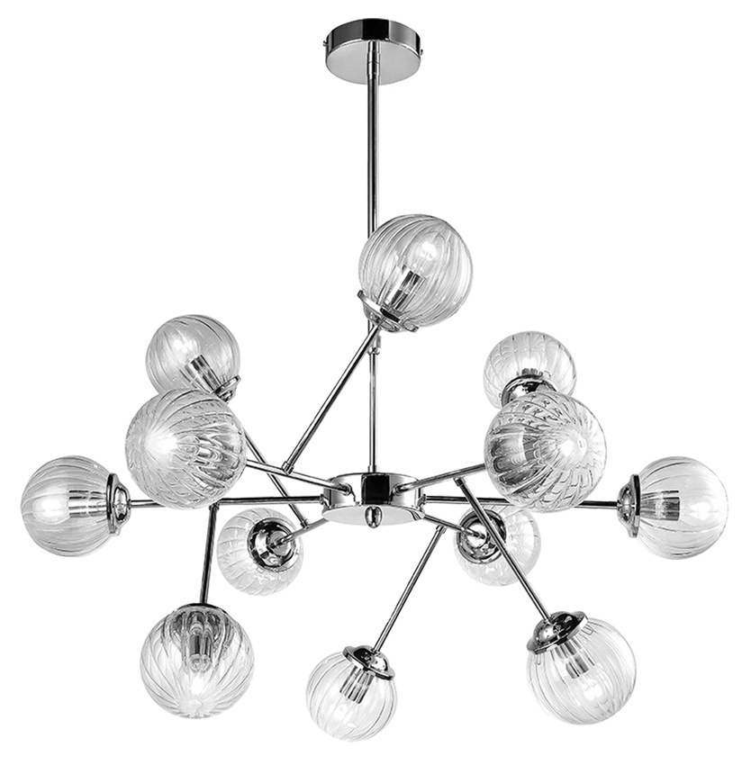 Srebrna lampa wisząca sufitowa do salonu 82 cm BEST ze szklanymi kloszami