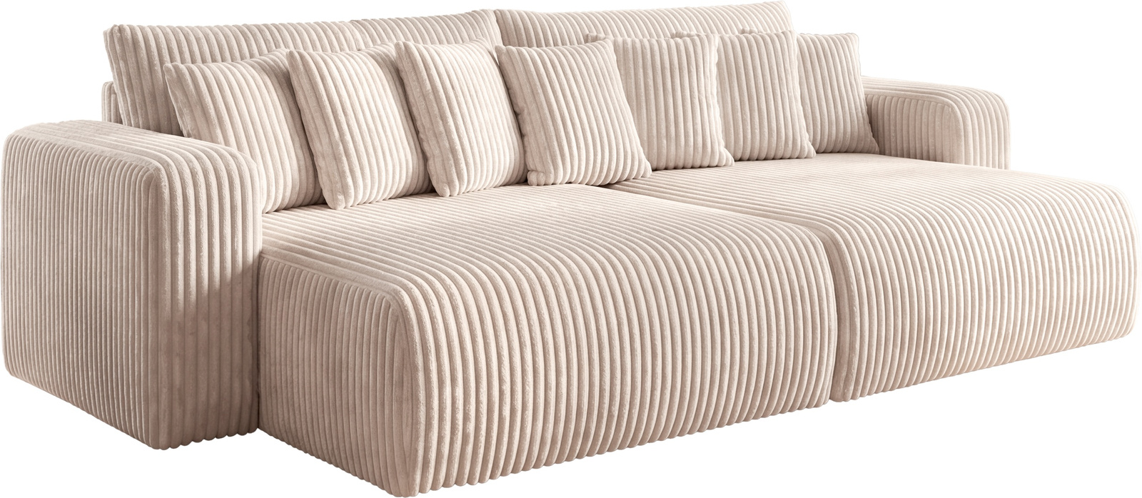 Sofa sztruksowa do salonu z głębokim siedziskiem HEVEN beżowa