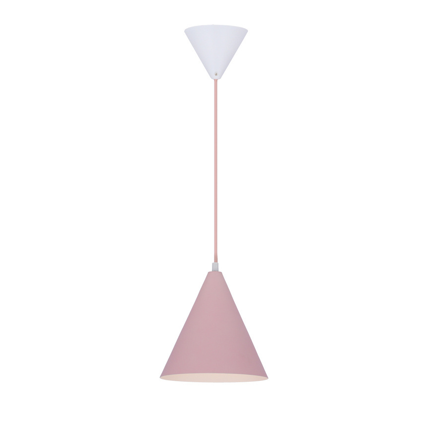 Różowa lampa wisząca stożek do salonu VOSS metal