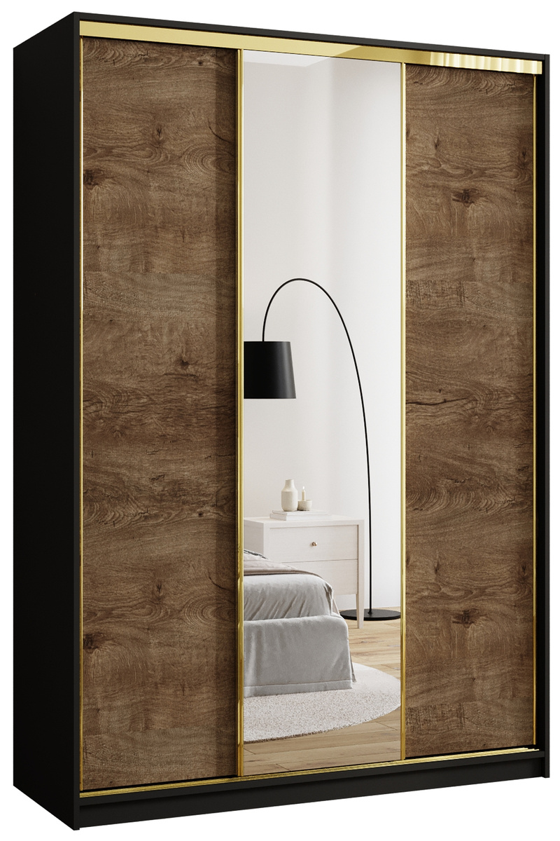 Szafa przesuwna z lustrem 150 cm w stylu glamour GOLD NEW