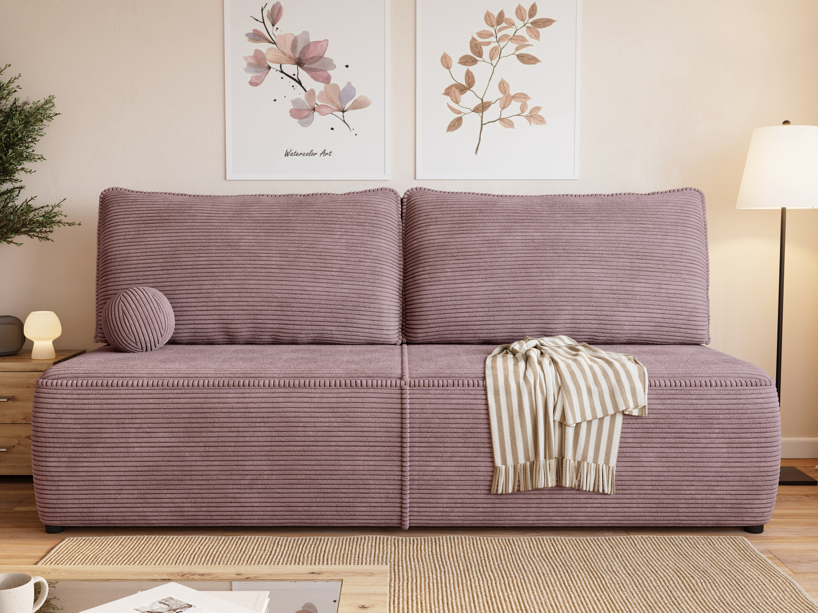 Sofa rozkładana z funkcją spania i pojemnikiem FELIA sztruks do salonu